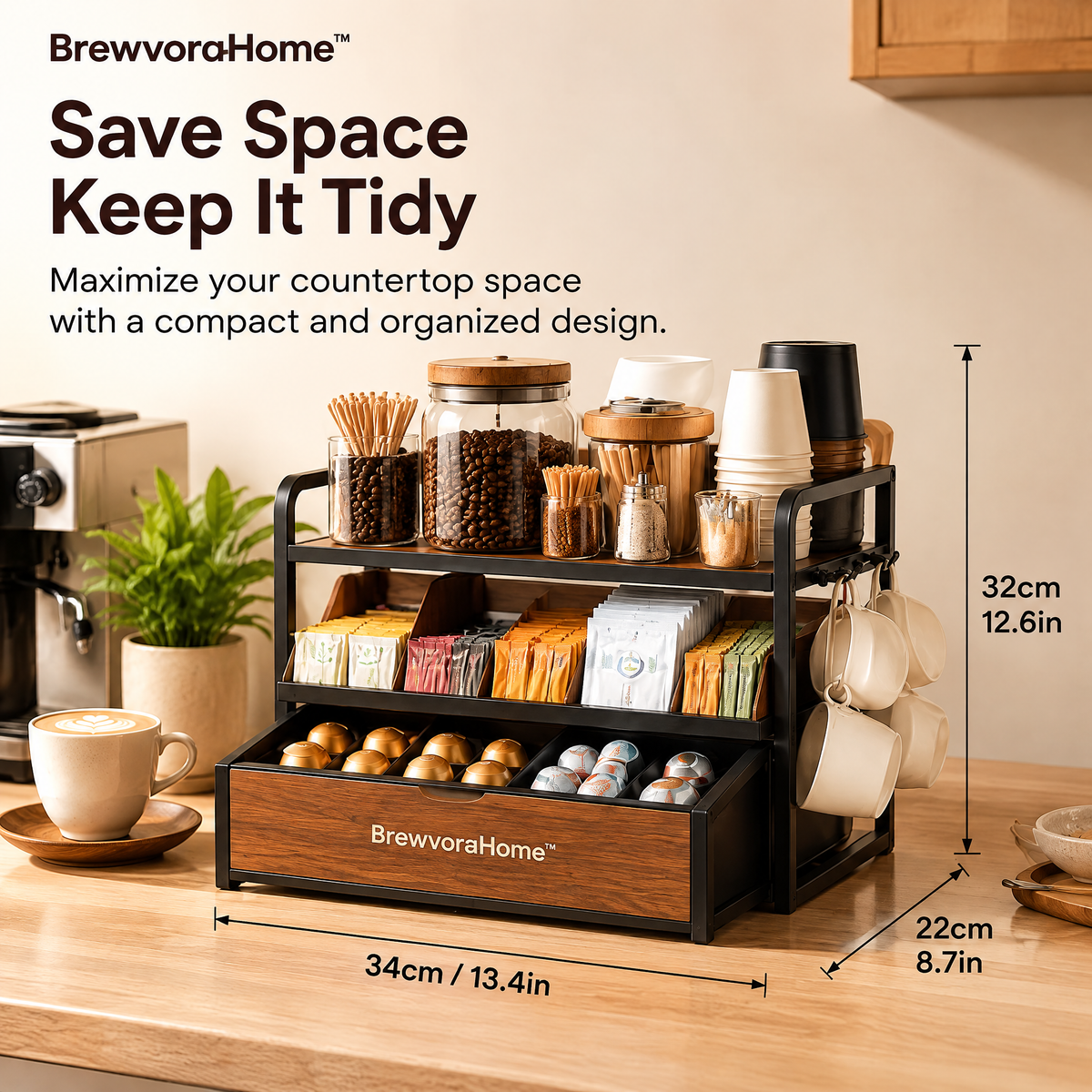 BrewvoraHome™ Coffee Station Organizer