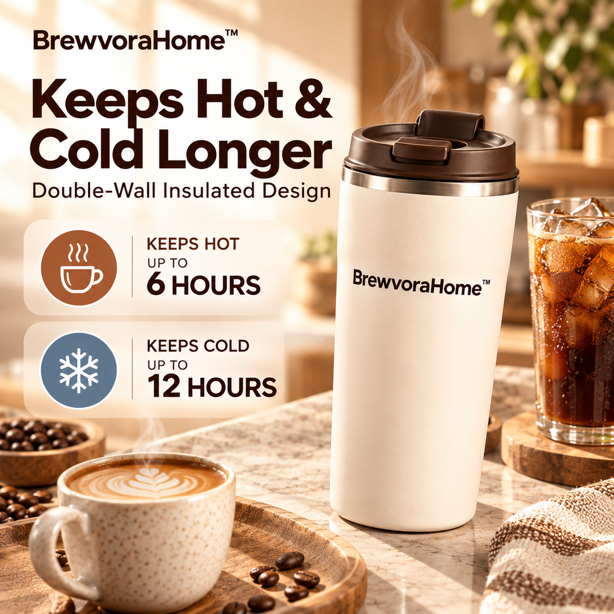 BrewvoraHome™ Insulated Coffee Travel Mug