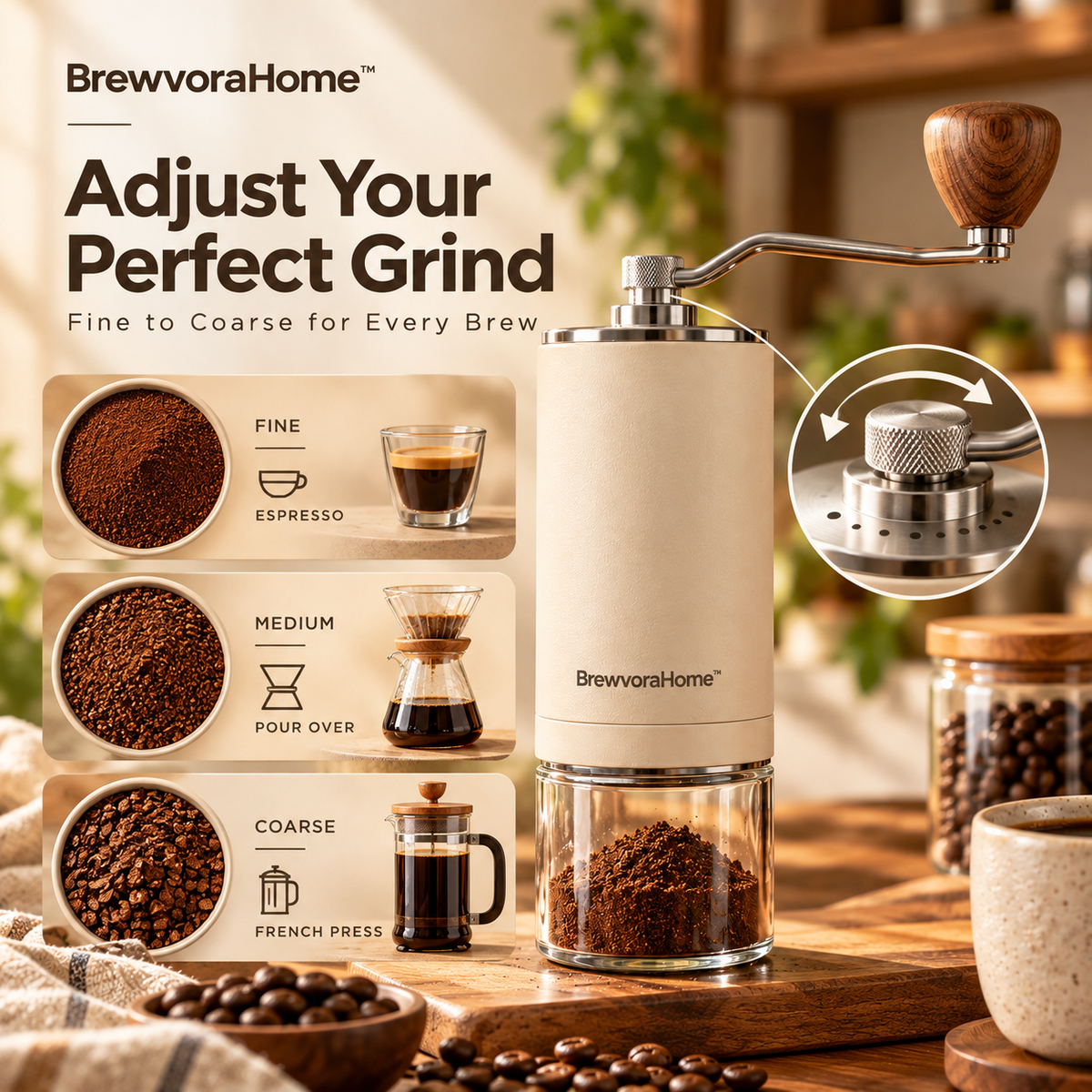 BrewvoraHome™ Manual Coffee Grinder