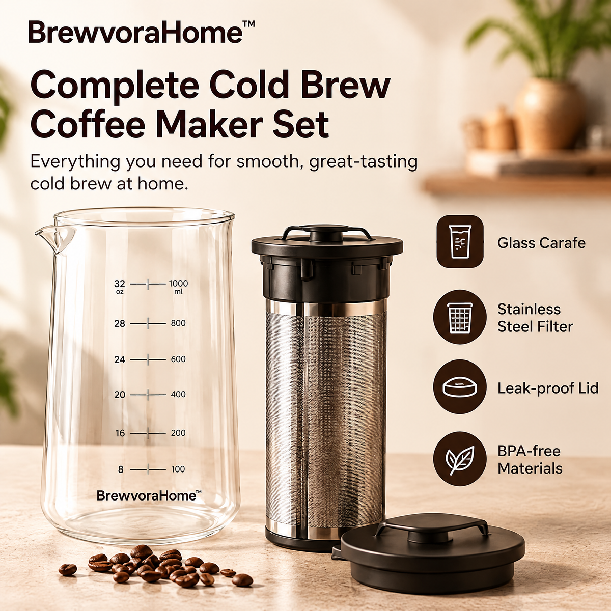 BrewvoraHome™ Cold Brew Coffee Maker