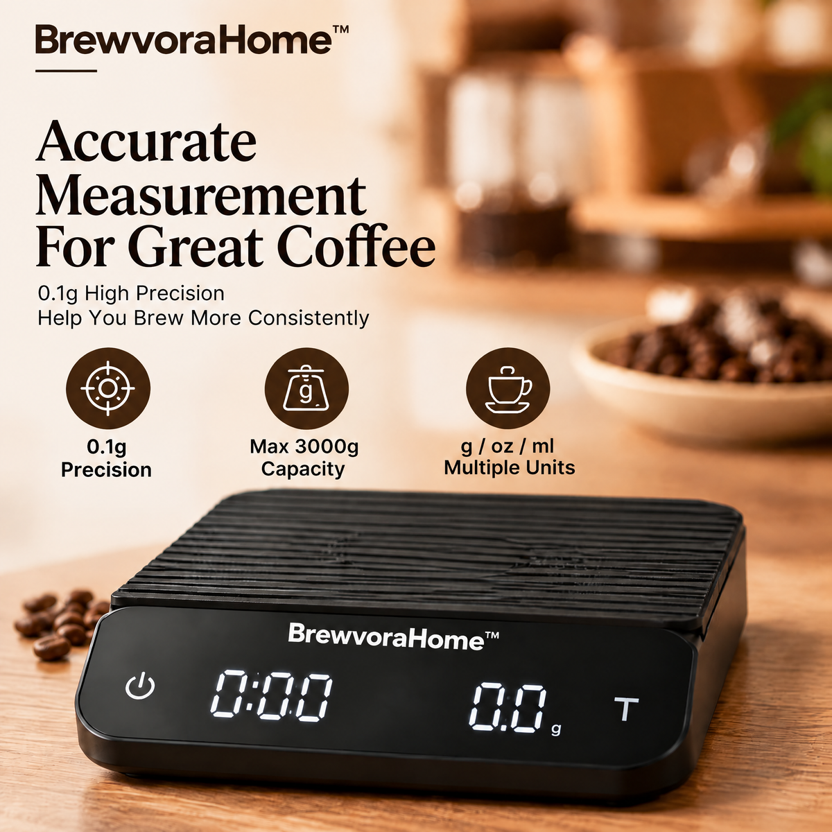 BrewvoraHome™ Digital Coffee Scale