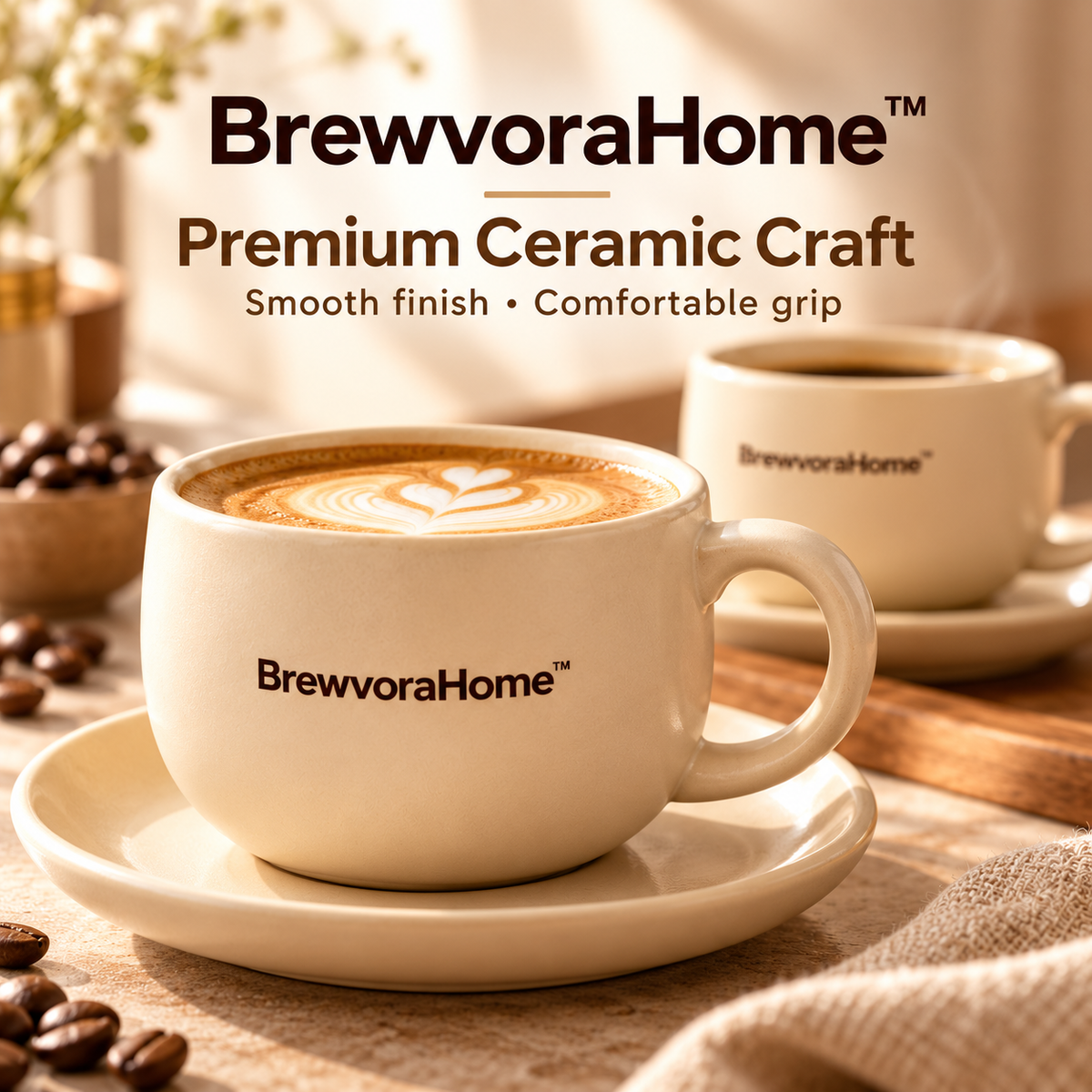 BrewvoraHome™ Ceramic Coffee Cup Set