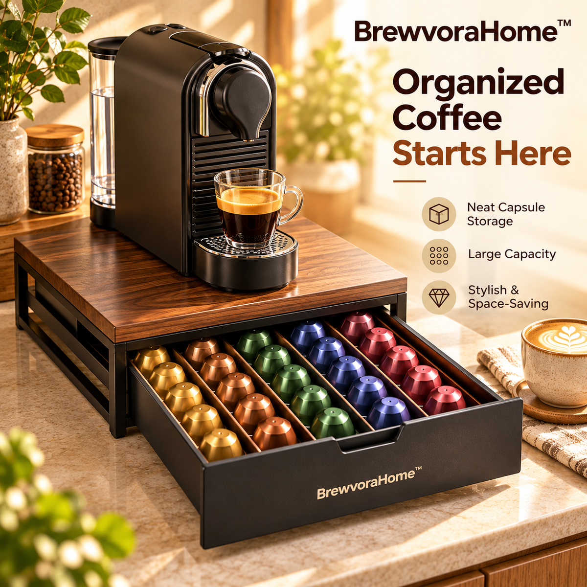 BrewvoraHome™ Coffee Capsule Storage Drawer