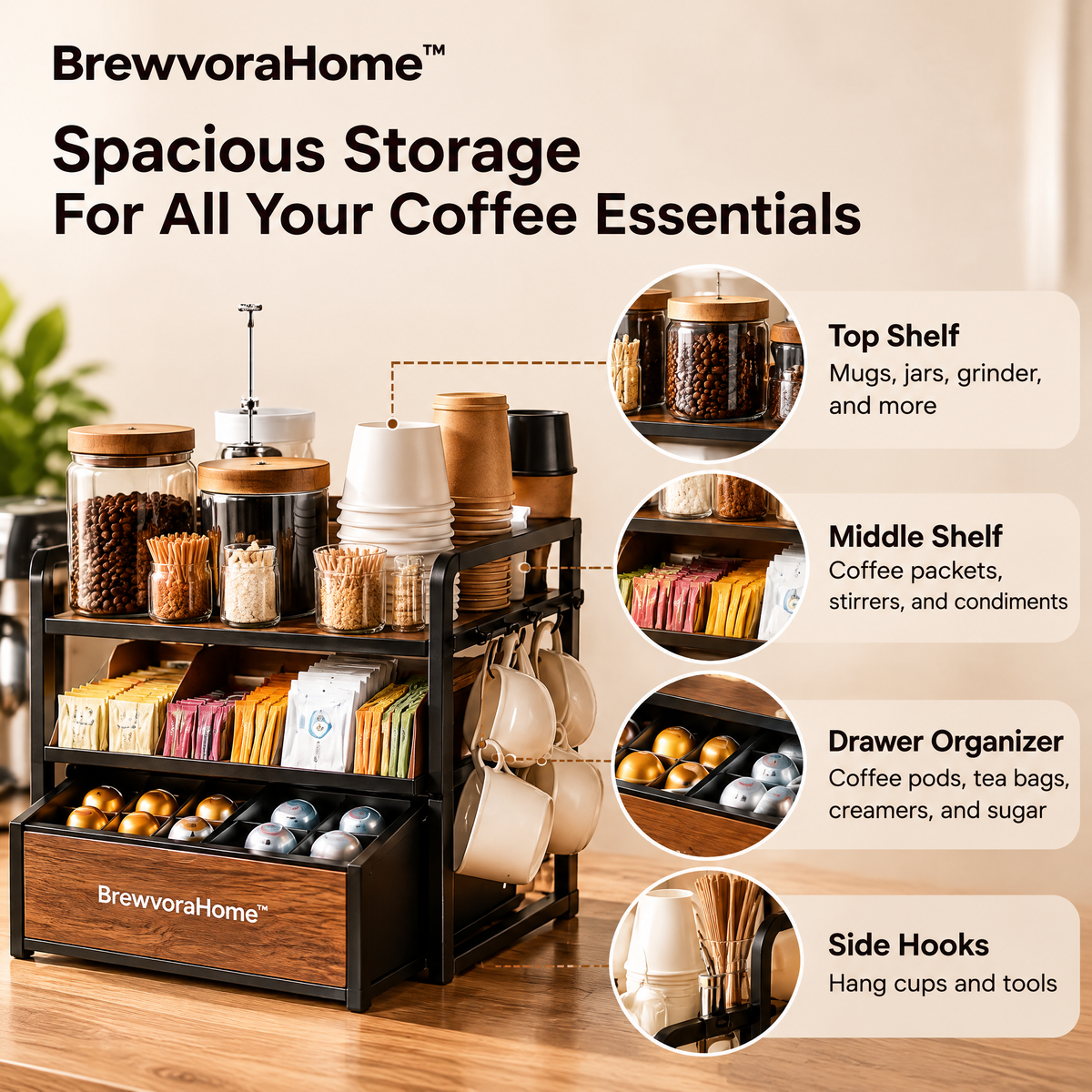 BrewvoraHome™ Coffee Station Organizer