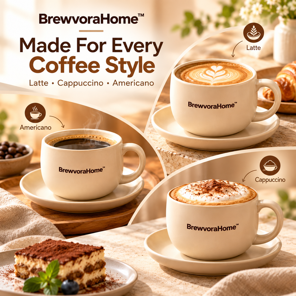 BrewvoraHome™ Ceramic Coffee Cup Set